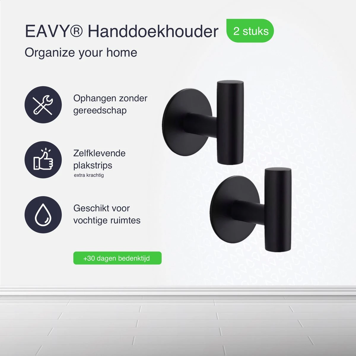 EAVY 2 Stuks Zelfklevende Handdoekhaakjes - Handdoekhouders - Plakhaakjes - Zwart 4 EAVY 2 Stuks Zelfklevende Handdoekhaakjes - Handdoekhouders - Plakhaakjes - Zwart - Afbeelding 2