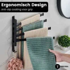 Tolussa Handdoekrek Badkamer Zwart - 30 CM - Handdoekhouder Zwart - Handdoekenrek Badkamer - Draaibaar -Badkamer Producten Winkel 1200x1200 2513