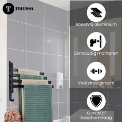 Tolussa Handdoekrek Badkamer Zwart - 30 CM - Handdoekhouder Zwart - Handdoekenrek Badkamer - Draaibaar -Badkamer Producten Winkel 1200x1200 2516