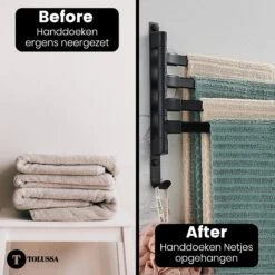 Tolussa Handdoekrek Badkamer Zwart - 38 CM - Handdoekhouder Zwart - Handdoekenrek Badkamer - Draaibaar -Badkamer Producten Winkel 1200x1200 2533