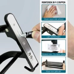 Vannons - Handdoekrek - Handdoekrek Badkamer - 2 Handdoeken - Handdoekrek Zelfklevend - Zwart -Badkamer Producten Winkel 1200x1200 2555