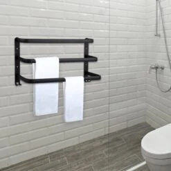 Qualux® Handdoekrek Inclusief Handdoek - 3 Stangen - Badkamer - Handdoekrek Zwart - Handdoekstang - Handdoekhouder - Handdoekenrek -Badkamer Producten Winkel 1200x1200 2565