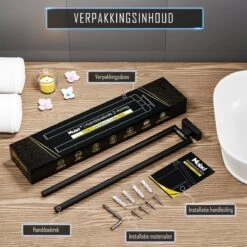 Nolad® Handdoekrek 2 Armig - Handdoekhouder - Handdoekenrek - RVS - Zwart -Badkamer Producten Winkel 1200x1200 2621