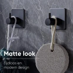 Trendfield Handdoekhaakjes Zelfklevend Zwart - 4 Vierkante Zwarte Handdoek Haakjes - Handdoekhaak - Zwart -Badkamer Producten Winkel 1200x1200 2623