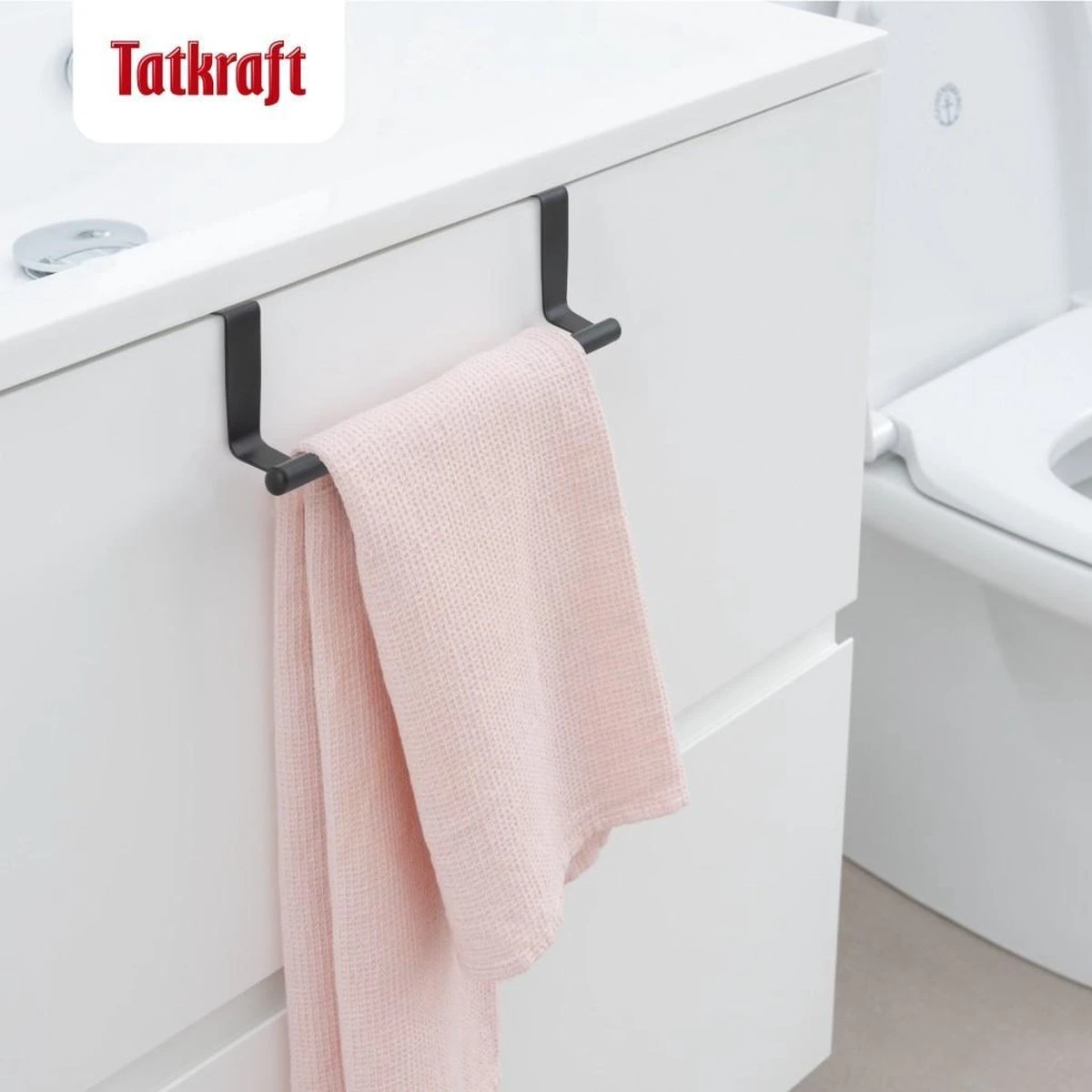 Tatkraft HORIZON - RVS Kastdeur Handdoekrek - Keukenkast Deur Handdoek/Vaatdoek Houder Rek Stang Hanger - Towel Rack Kast Deurhanger Deurhaak Keuken - Handdoekstang - Mat Zwart - 23CM 4 Tatkraft HORIZON - RVS Kastdeur Handdoekrek - Keukenkast Deur Handdoek/Vaatdoek Houder Rek Stang Hanger - Towel Rack Kast Deurhanger Deurhaak Keuken - Handdoekstang - Mat Zwart - 23CM - Afbeelding 2