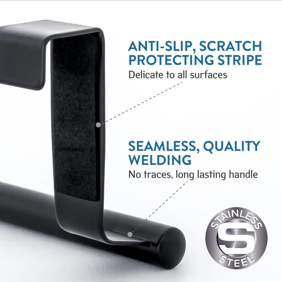 Tatkraft HORIZON - RVS Kastdeur Handdoekrek - Keukenkast Deur Handdoek/Vaatdoek Houder Rek Stang Hanger - Towel Rack Kast Deurhanger Deurhaak Keuken - Handdoekstang - Mat Zwart - 23CM 5 Tatkraft HORIZON - RVS Kastdeur Handdoekrek - Keukenkast Deur Handdoek/Vaatdoek Houder Rek Stang Hanger - Towel Rack Kast Deurhanger Deurhaak Keuken - Handdoekstang - Mat Zwart - 23CM - Afbeelding 3