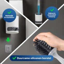 Mdxl® Siliconen WC Borstel Met Zeepdispenser - Hervulbaar - Vrijstaand Of Hangend - Sneldrogend, Hygiënisch & Antibacteriële Werking - Zonder Boren - Toilet Brush - Toiletborstel Houder - Lekbak -Badkamer Producten Winkel 1200x1200 2859