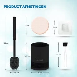 WITTS WC Borstel Met Houder - Staand Of Hangend – Mat Zwart - Incl. Absorberende Pad -Badkamer Producten Winkel 1200x1200 2929
