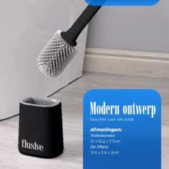 Flusive WC Borstel Met Houder Inclusief Ophangsysteem - Siliconen Toiletborstel - 2 Lifters - Flexibel - Zwart -Badkamer Producten Winkel 1200x1200 2933