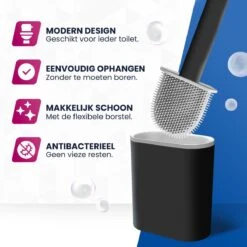 Roegaarden WC Borstel Met Houder – Toiletborstel – Siliconen – Vrijstaand En Hangend – Zwart -Badkamer Producten Winkel 1200x1200 2969