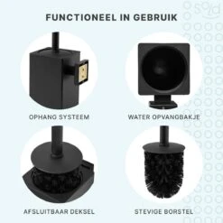Toiletborstel Met Houder - Hangend - RVS - Mat Zwart - H 42,6 Cm -Badkamer Producten Winkel 1200x1200 2996