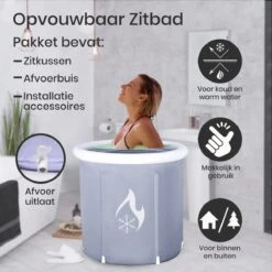 Zitbad Voor Volwassenen - Bath Bucket - Ijsbad - Ice Bath - Inklapbaar Bad - Wim Hof Methode - Opblaasbaarbad - Inclusief Voetpomp - Inclusief Ingebouwd Zitkussen - Grijs -Badkamer Producten Winkel 1200x1200 30