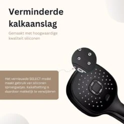 Belliese Doucheset Select - Luxe Douchekop - Doucheslang - Douchekophouder - Douchekop Met Slang - Waterbesparende Douchekop - Badkamer Accessoires - Montage Zonder Boren - 3 Standen - Zwart - Select Knop -Badkamer Producten Winkel 1200x1200 302