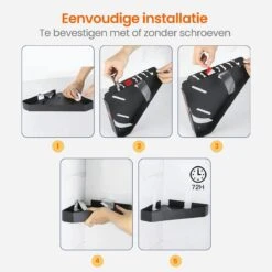 Goliving Doucherek 2 Laags - Doucherek Zonder Boren - Doucherekje Hoek - Douchemandje - Badkamerrek - Badkamer Accessoires - Zwart -Badkamer Producten Winkel 1200x1200 3085