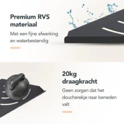 Doucherek - Doucherek Zonder Boren - Doucherekjes - Doucherek Hangend - Doucherekje - Doucherekje Zonder Boren - Doucherek Zwart - Hoek - 2 Stuks - Met Haakjes - Inclusief Montage Materiaal - Hoogwaardig Afgewerkt - EJC Products -Badkamer Producten Winkel 1200x1200 3096