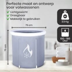 Zitbad Voor Volwassenen - Bath Bucket - Ijsbad - Ice Bath - Inklapbaar Bad - Wim Hof Methode - Opblaasbaarbad - Inclusief Voetpomp - Inclusief Ingebouwd Zitkussen - Grijs -Badkamer Producten Winkel 1200x1200 31