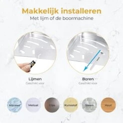 Merkloos Doucherek Zonder Boren – Doucherek Hangend – Badkamerrek – Zilver RVS – IP68 Waterdicht – 8KG Draagkracht -Badkamer Producten Winkel 1200x1200 3105