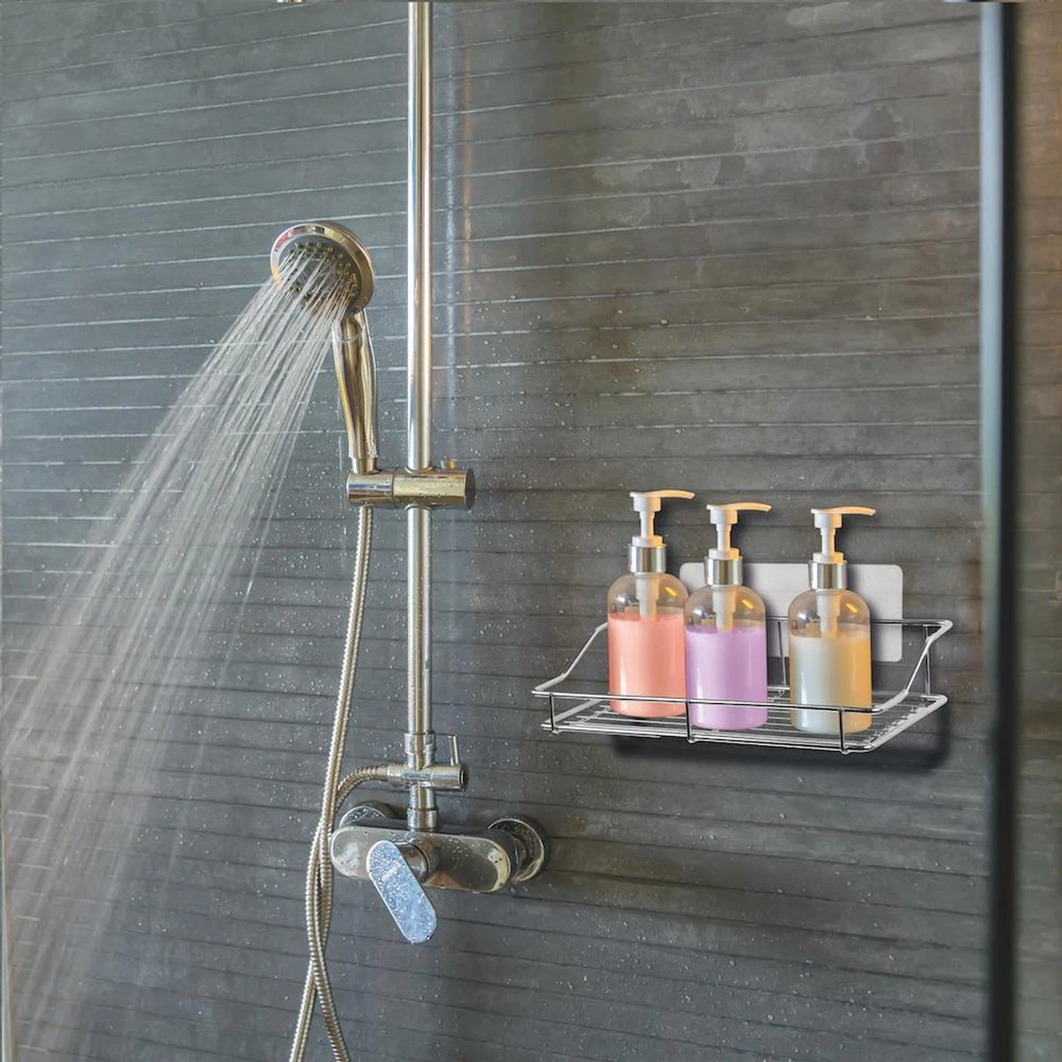 LifeGoods Zelfklevend Doucherek - 2 Stuks - Hangend Badkamer Rekje - Zonder Boren En Schroeven - RVS 5 LifeGoods Zelfklevend Doucherek - 2 Stuks - Hangend Badkamer Rekje - Zonder Boren En Schroeven - RVS - Afbeelding 3