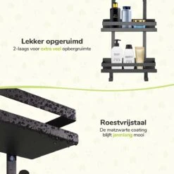 Doucherek Zonder Boren - Zwart - 2-Laags Doucherekje - Hangend Aan Douchewand 11 Doucherek Zonder Boren - Zwart - 2-Laags Doucherekje - Hangend Aan Douchewand -Badkamer Producten Winkel 1200x1200 3145