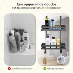 Doucherek Zonder Boren - Zwart - 2-Laags Doucherekje - Hangend Aan Douchewand 12 Doucherek Zonder Boren - Zwart - 2-Laags Doucherekje - Hangend Aan Douchewand -Badkamer Producten Winkel 1200x1200 3146