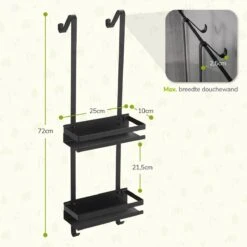 Doucherek Zonder Boren - Zwart - 2-Laags Doucherekje - Hangend Aan Douchewand 14 Doucherek Zonder Boren - Zwart - 2-Laags Doucherekje - Hangend Aan Douchewand -Badkamer Producten Winkel 1200x1200 3148