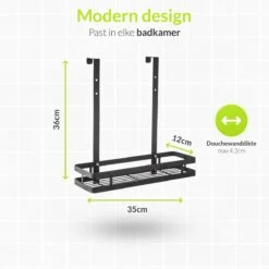 Doucherek Aan Douchewand - Zwart - Doucherekje Hangend - Zonder Boren -Badkamer Producten Winkel 1200x1200 3183