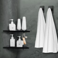 Dubbele Doucherek Zwart Zonder Boren – Sterke Lijmbasis - Badkamer Rek – Hoek – Doucherekjes – Incl. Schroeven – Incl. 2 Haken -Badkamer Producten Winkel 1200x1200 3197