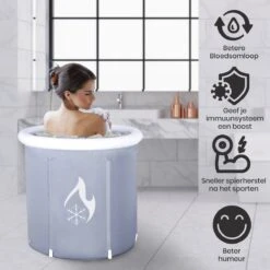 Zitbad Voor Volwassenen - Bath Bucket - Ijsbad - Ice Bath - Inklapbaar Bad - Wim Hof Methode - Opblaasbaarbad - Inclusief Voetpomp - Inclusief Ingebouwd Zitkussen - Grijs -Badkamer Producten Winkel 1200x1200 32
