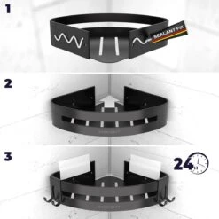 Sanicraft® Doucherekje - Doucherekje Zonder Boren - Geschikt Voor Elk Type Muur - Doucherekje Hangend - Doucheplank - Doucherekje Hoek - Doucherekje Zwart -Badkamer Producten Winkel 1200x1200 3224