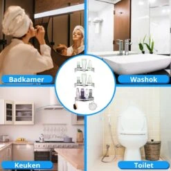 BrandtBergkamp RVS Doucherek 3 Laags – Zonder Boren – Doucherek Hangend – Badkamerrek Zilver -Badkamer Producten Winkel 1200x1200 3229
