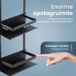 Merkloos Doucherek Zonder Boren Zwart - 30 Dagen Uitproberen -Doucherek Hangend - Badkamer Accessoires - RVS - 2 Laags -Badkamer Producten Winkel 1200x1200 3253