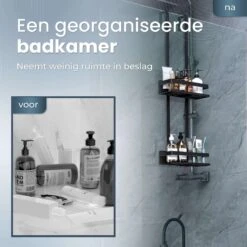 Merkloos Doucherek Zonder Boren Zwart - 30 Dagen Uitproberen -Doucherek Hangend - Badkamer Accessoires - RVS - 2 Laags -Badkamer Producten Winkel 1200x1200 3254