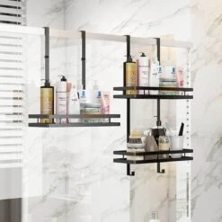 Merkloos Stainless Doucherek Zonder Boren - Douche- En Badrekje - Doucherek Zwart - Doucherek Hangend - Badkamer Accessoires - RVS - 2 Laags -Badkamer Producten Winkel 1200x1200 3261