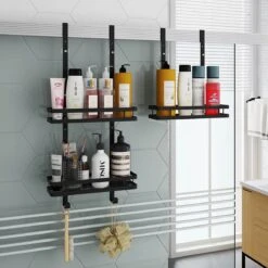 Merkloos Stainless Doucherek Zonder Boren - Douche- En Badrekje - Doucherek Zwart - Doucherek Hangend - Badkamer Accessoires - RVS - 2 Laags -Badkamer Producten Winkel 1200x1200 3264