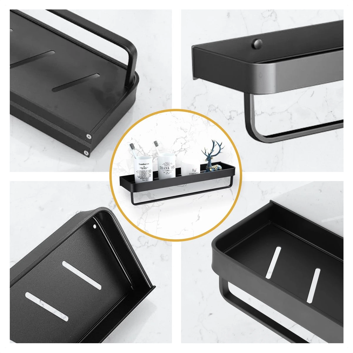 Merkloos Doucherek Zonder Boren 2x 30 Cm – Doucherek – Doucherek Hangend – Badkamerrek – Zonder Boren – IP68 Waterdicht – 4KG Draagkracht – Zwart RVS 10 Merkloos Doucherek Zonder Boren 2x 30 Cm – Doucherek – Doucherek Hangend – Badkamerrek – Zonder Boren – IP68 Waterdicht – 4KG Draagkracht – Zwart RVS - Afbeelding 8