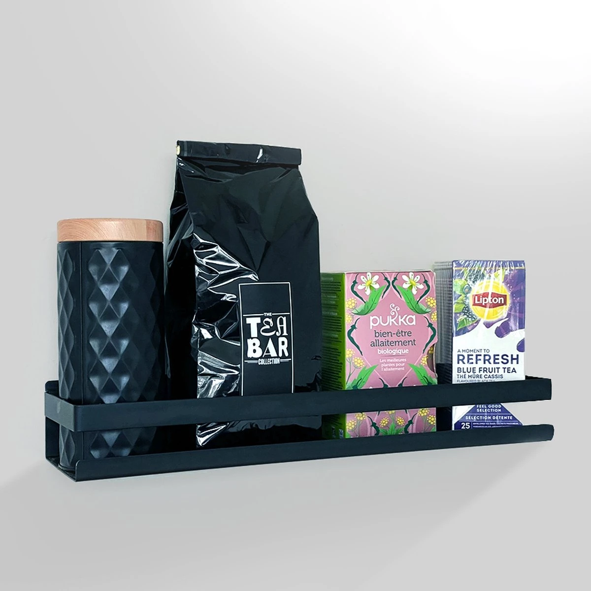 DesignX - Doucherek Zwart Hangend - 40CM Kruidenrek Keukenrek Ophangbaar - Caddy - Planchet - Wandrek Industrieel - Badkamer - Keuken 4 DesignX - Doucherek Zwart Hangend - 40CM Kruidenrek Keukenrek Ophangbaar - Caddy - Planchet - Wandrek Industrieel - Badkamer - Keuken - Afbeelding 2