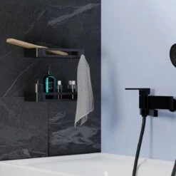 BrandtBergkamp RVS Doucherek 2 Laags – Zonder Boren – Doucherekje Hangend – Badkamerrek Zwart -Badkamer Producten Winkel 1200x1200 3300