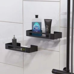 BrandtBergkamp RVS Doucherek 2 Laags – Zonder Boren – Doucherekje Hangend – Badkamerrek Zwart -Badkamer Producten Winkel 1200x1200 3301