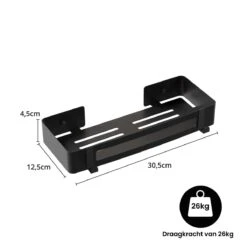 BrandtBergkamp RVS Doucherek 2 Laags – Zonder Boren – Doucherekje Hangend – Badkamerrek Zwart -Badkamer Producten Winkel 1200x1200 3303