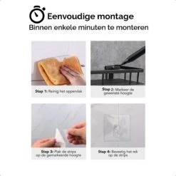 HGMD® Doucherek Zonder Boren - RVS - Zelfklevend Doucherek –Badkamerrek - Badrek - Keukenrek - Doucherek Hangend – Badkamer Accessoires - Kruidenrek -Badkamer Producten Winkel 1200x1200 3325