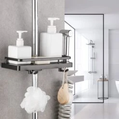 Merkloos Douchestang Opbergrek - Zonder Boren - Luxe - Zwart - Shampoohouder - Zeephouder - Opbergrek - Douche - Douchegelhouder -Badkamer Producten Winkel 1200x1200 3359