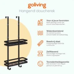 Goliving Doucherek - Doucherek Zonder Boren - Hangend Doucherek - RVS - Twee Laags - Zwart -Badkamer Producten Winkel 1200x1200 3365