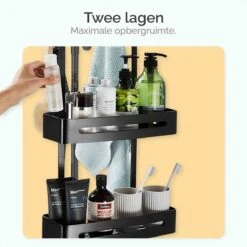 Goliving Doucherek - Doucherek Zonder Boren - Hangend Doucherek - RVS - Twee Laags - Zwart -Badkamer Producten Winkel 1200x1200 3369