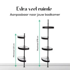 Avint Goods Telescopisch Doucherek Zonder Boren – 4 Laags Badkamerrek Staand – Douche Rek Hoekrek – Zwart -Badkamer Producten Winkel 1200x1200 3375