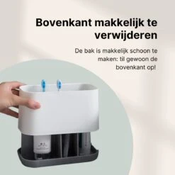Merkloos Tandenborstelhouder Vrijstaand - Badkamer Organizer Met Lekbak - Badkamer Accessoires - 6 Sorteervakken - Tandenborstel - Wit Met Zwart -Badkamer Producten Winkel 1200x1200 3423