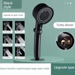 Waterbesparende Douchekop - Hoofddouche - Regendouche - Met ECO STOP Knop - 5 Standen - ABS - Zwart -Badkamer Producten Winkel 1200x1200 343