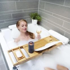 LifeGoods Badplank - Uitschuifbaar - Voor In Bad - 74.5 Tot 108.5 Cm - Met Houder - Hout -Badkamer Producten Winkel 1200x1200 3481