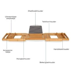 LifeGoods Badplank - Uitschuifbaar - Voor In Bad - 74.5 Tot 108.5 Cm - Met Houder - Hout -Badkamer Producten Winkel 1200x1200 3482