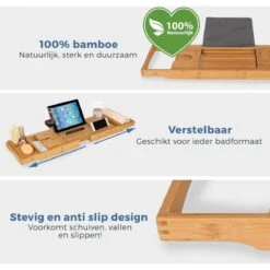 LifeGoods Badplank - Uitschuifbaar - Voor In Bad - 74.5 Tot 108.5 Cm - Met Houder - Hout -Badkamer Producten Winkel 1200x1200 3485
