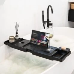 IMoshion Badplank Voor In Bad - Dienblad Inclusief Pootjes - Tablet Houder - Badrek Uitschuifbaar 75 Tot 110 Cm - Zwart -Badkamer Producten Winkel 1200x1200 3511
